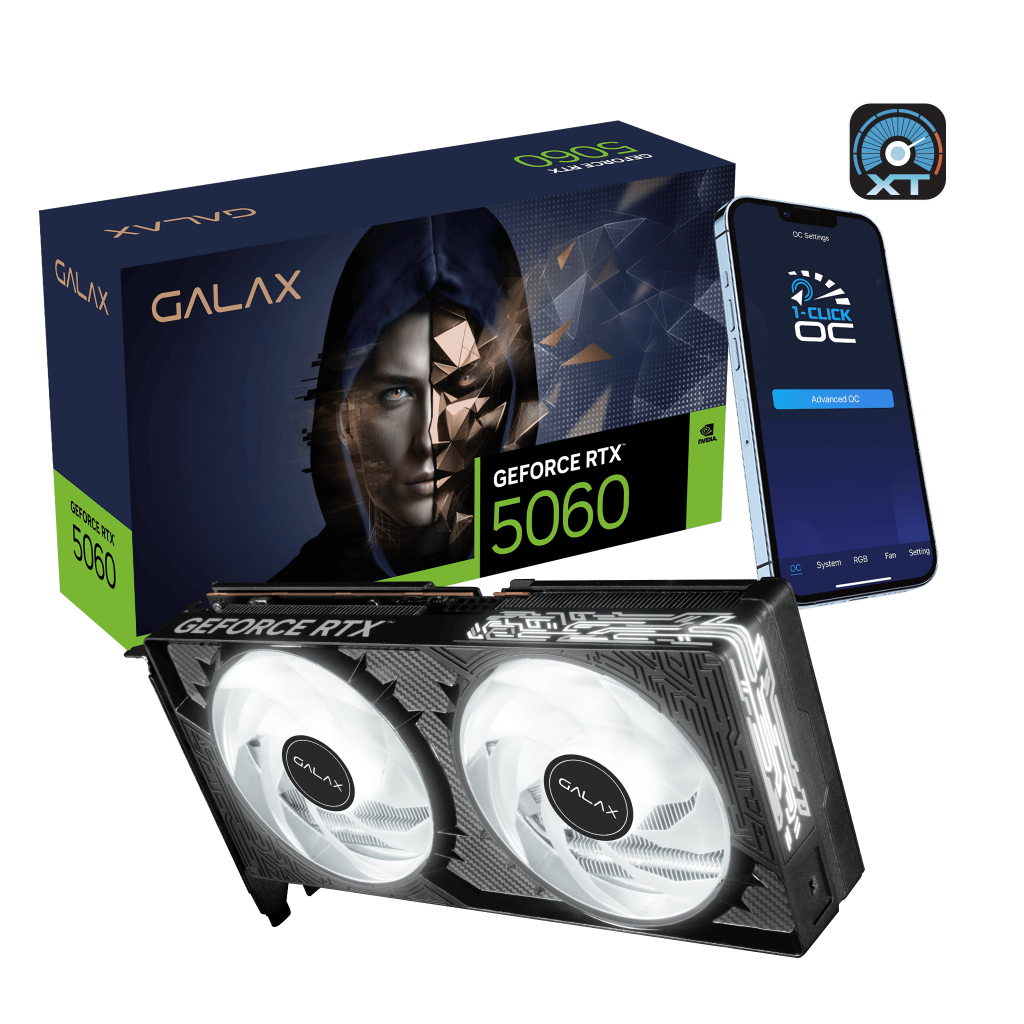 PLACA DE VIDEO RTX 5060 8GB BLACK GF 1-CLICK OC 128BITS GDDR7 GALAX 56NSN8MDDCOC Nvidia