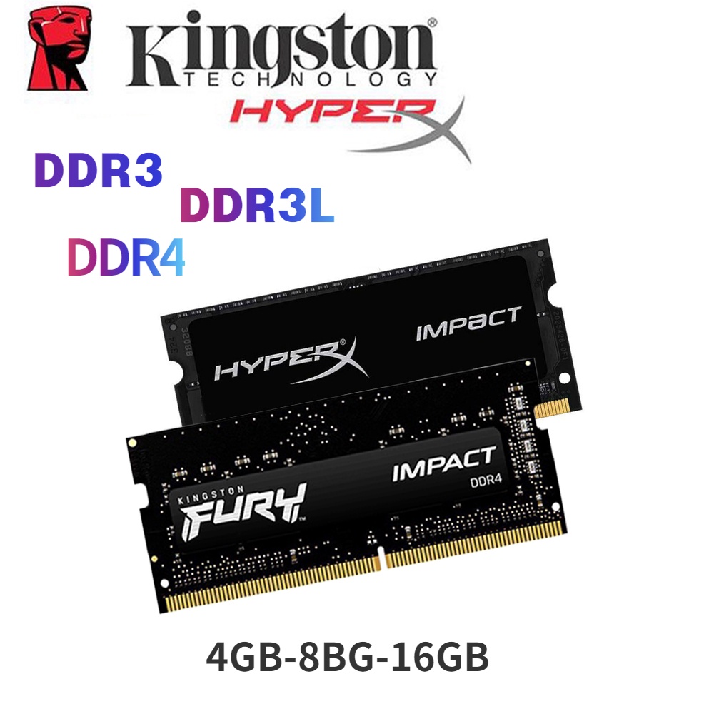 Memória Para Notebook DDR3 DDR4 RAM Kingston Hyperx Fury 4GB 8GB 16GB 1600 2400 2600 3200MHz 260 Pin