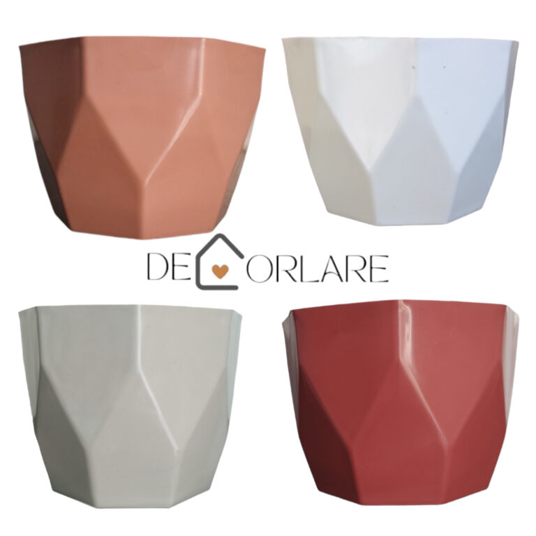 Kit 4 Vasos para Plantas  Facetado Decorativo Poli