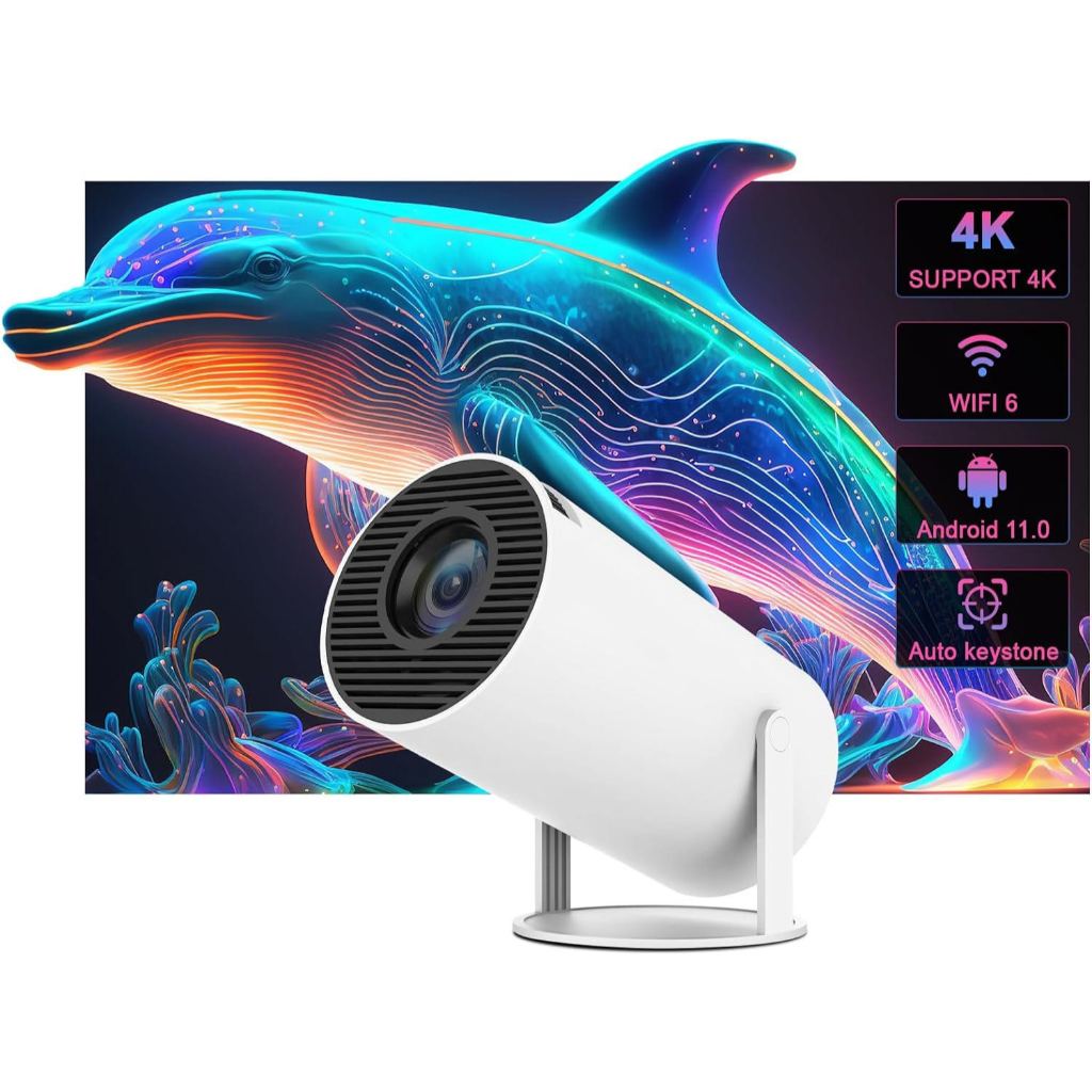 Projetor HY300 Original Portátil Smart Android 11 4K Ultra HD HDMI Wifi Bluetooth Alto Falante Embut