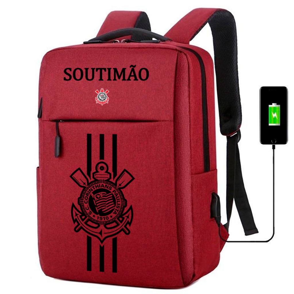 Mochila Escolar Estampa Meninos Time De Futebol Cr Com Lugar Para Noteboks e Interface USB