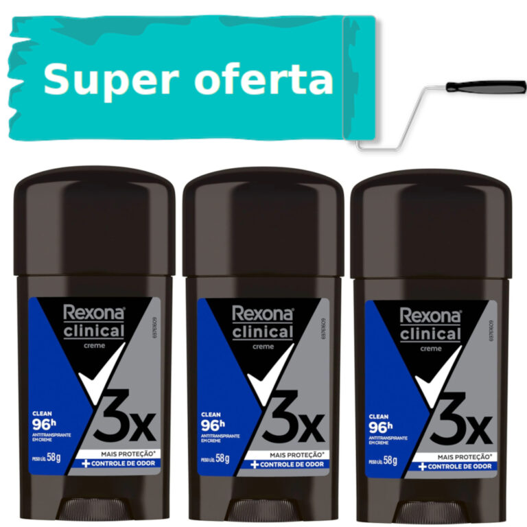 KIT C/3 DESODORANTE CREME REXONA CLINICAL MEN CLEA