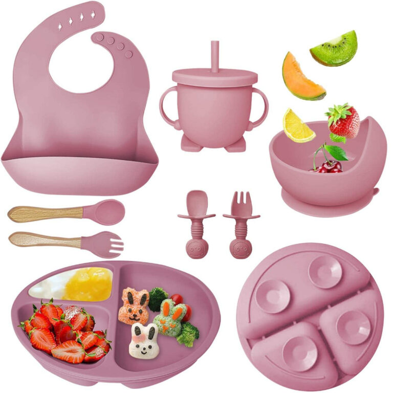 Talheres bebê silicone 8 Peças kit Talheres Infa