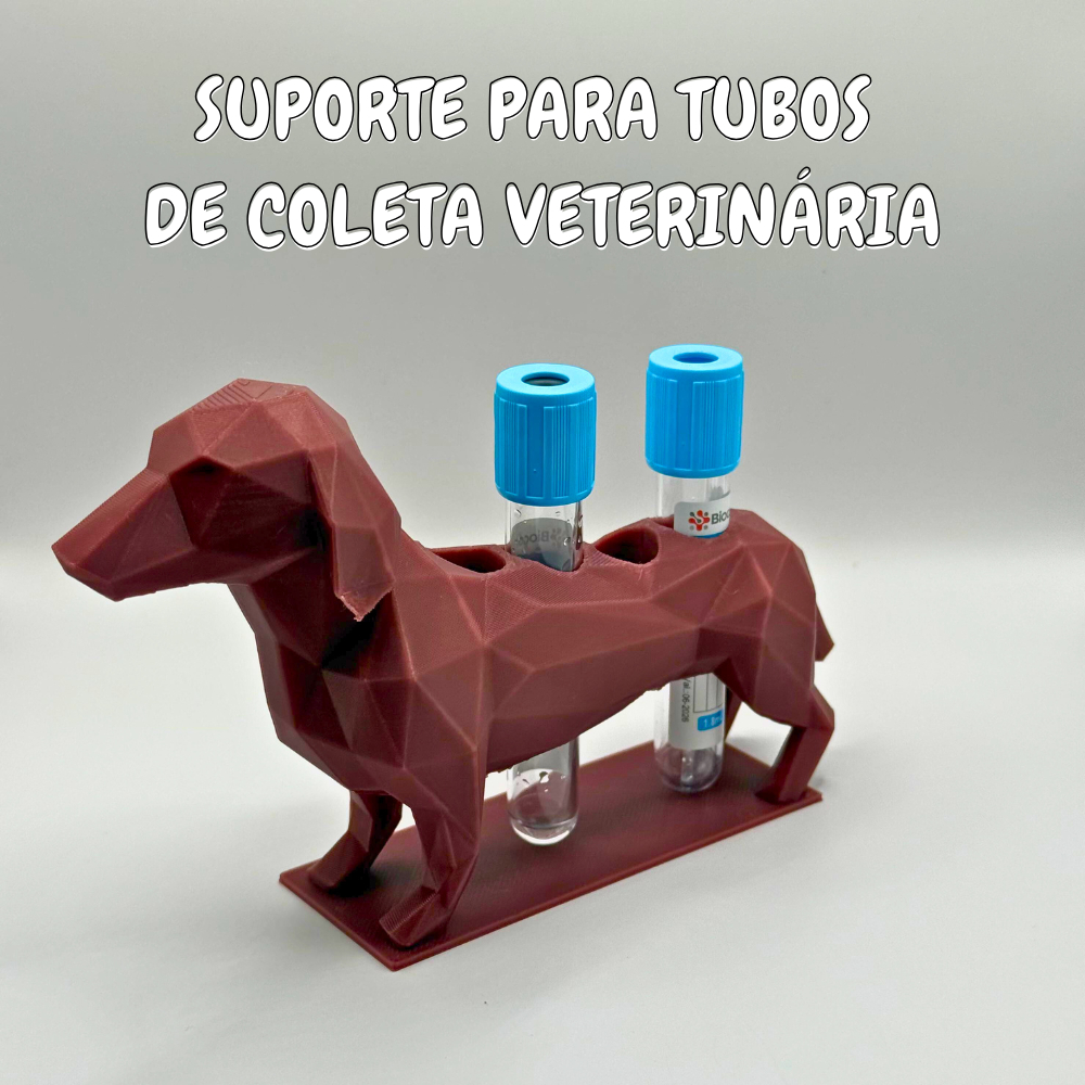Suporte porta Tubos de Coleta Veterinário Rack  Formato Cachorro e Gato | Até 4 Tubos | Veterinária