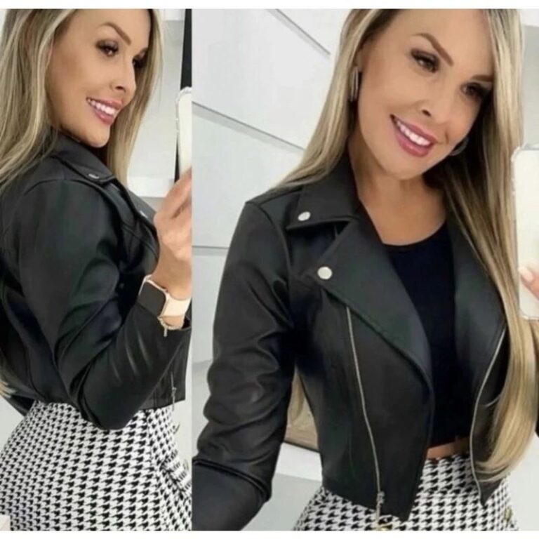 Jaqueta De Couro Feminina com Zíper Inverno