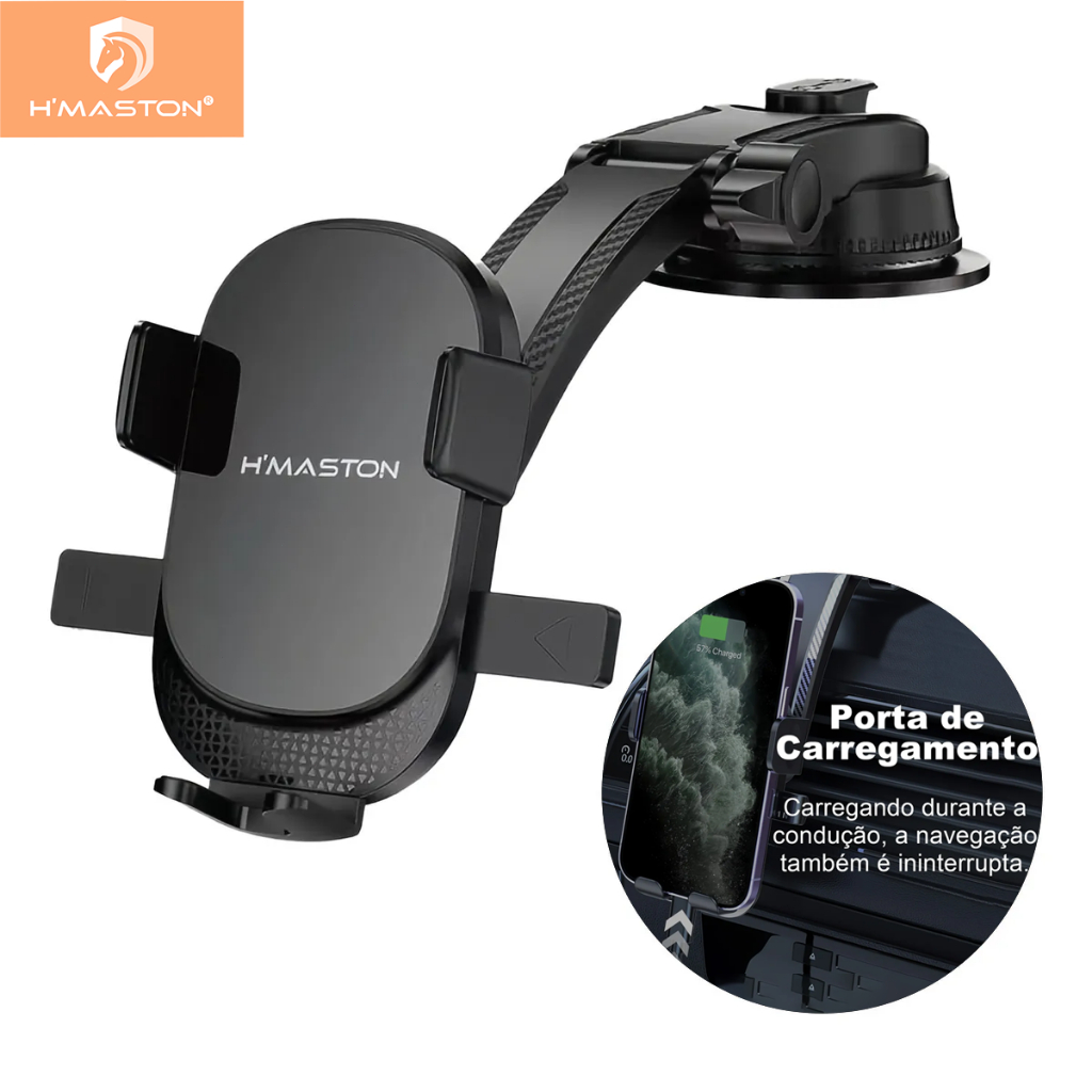 Hmaston CJ-92 Suporte Celular Carro Veicular Trava Anti Queda 360. GPS Ventosa Painel Anti Queda