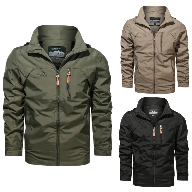 Jaqueta Masculina com Capuz À Prova de Vento e Impermeável para Caminhada ao Ar Livre