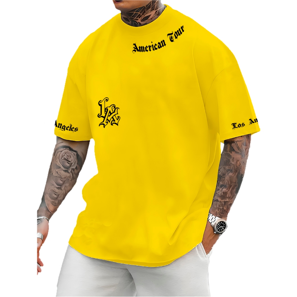 Camiseta Los Angeles America Tour Streest Wear Letras Manfinity Wise 100% Algodão Lançamento