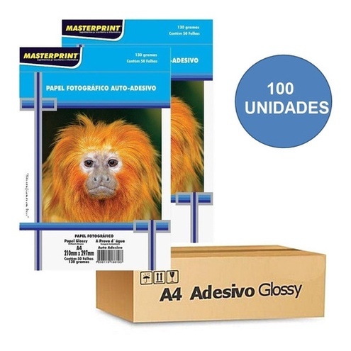 Papel Fotográfico Adesivo 130G A4 Glossy 100 Folh