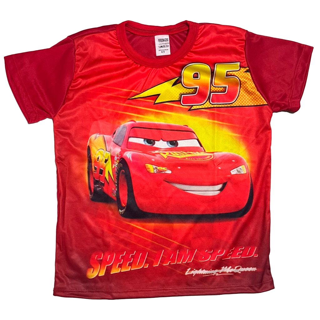 Camiseta Infantil Carros Desenho Relâmpago Super Colorida Várias Estampas do Tamanho 2 a 9 Anos