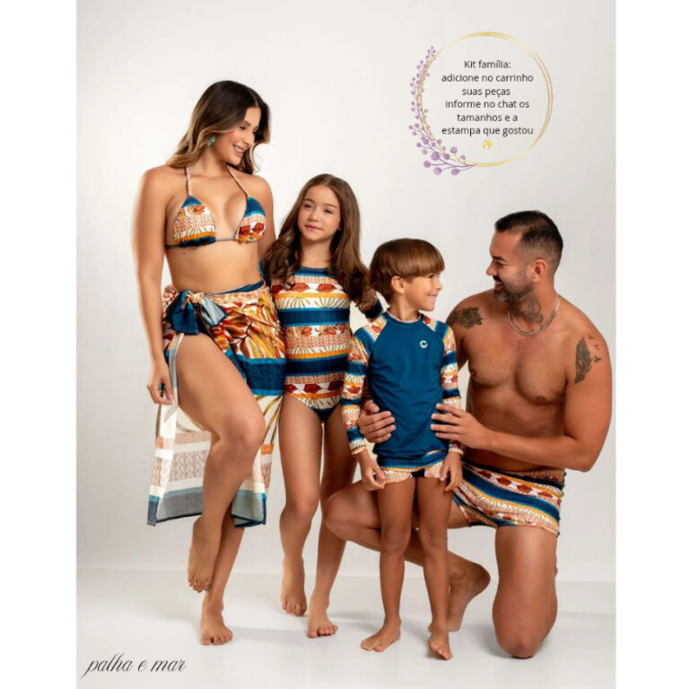Kit família Moda Praia Shorts e Conjuntos de Alta