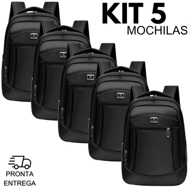 Kit 5 Mochila Escolar Bolsa Resistente Masculino F