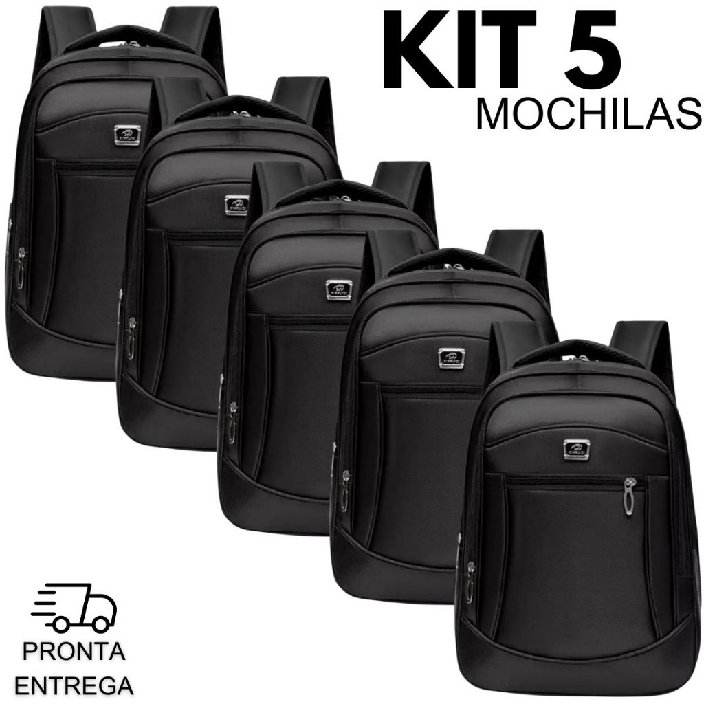 Kit 5 Mochila Escolar Bolsa Resistente Masculino Feminino Oferta