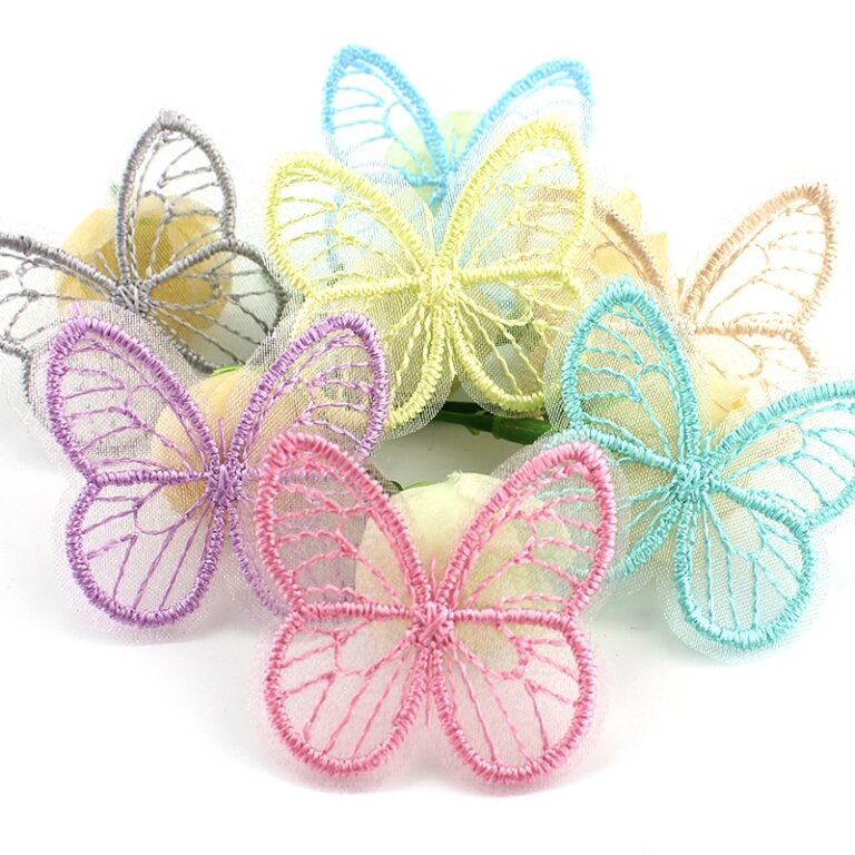 48Pcs 3.5 * 4.5cm Borboleta De Malha Bordada Para 