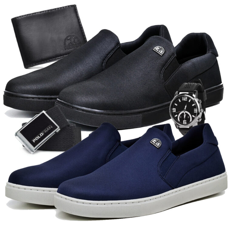 Kit 2 Tênis Masculino Mocassim SlipOn Sapatênis 