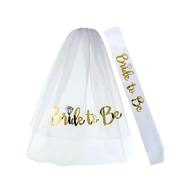 Kit Véu Faixa Tiara Bride to be Noiva Dourada Ros