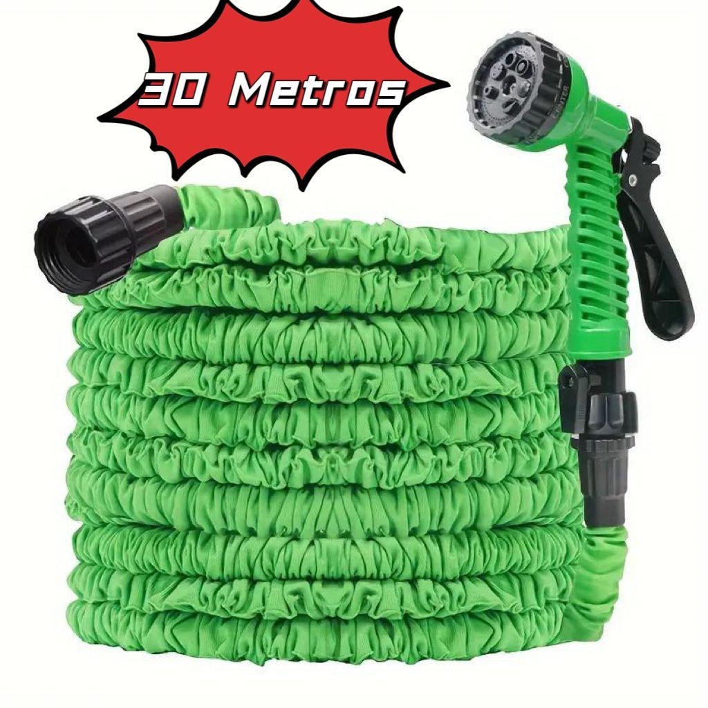 Mangueira Magica Verde Flexível Retrátil Até 30 Metros Jardim Reforçada 7 Tipos de Jatos Irrigação