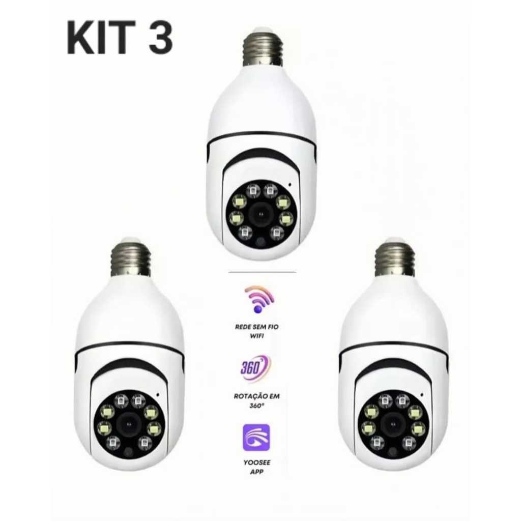 Kit Câmeras de segurança a Prova Dágua sem fio gira 360 com app Yousee full HD visão noturna