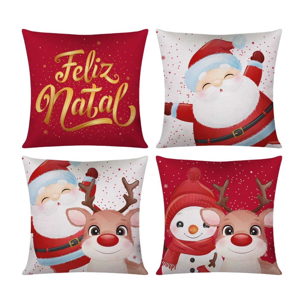 Kit c/ 4 Capas de Almofada Decorativas Modern Print 42×42 – Natal