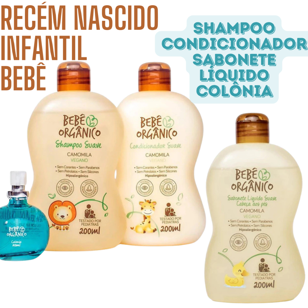 Kit Bebê Shampoo + Condicionador + Colônia + Sabonete Líquido – Recém Nascido bebe infantil – 630ml