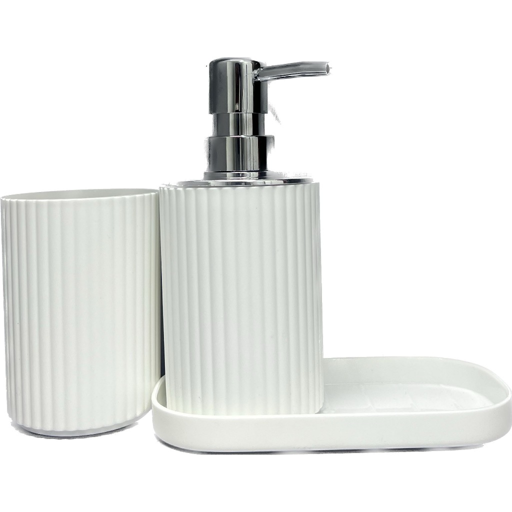 Jogo Conjunto 3 Peças De Banheiro Porta Sabonete Porta Escova Dente Bandeja Detergente