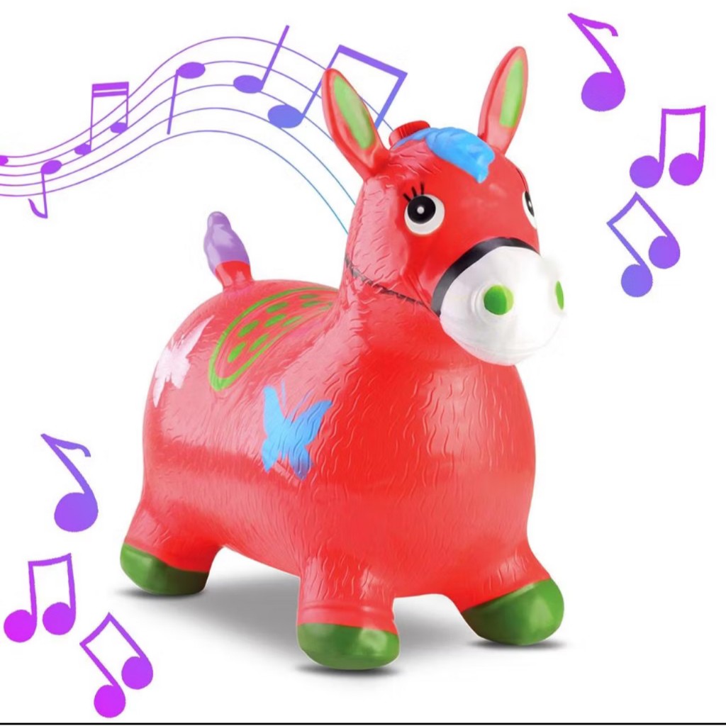 Cavalinho Upa Upa Brinquedo Com Som Inflável Pocoto Com Música Infantil e Led Pula Pula