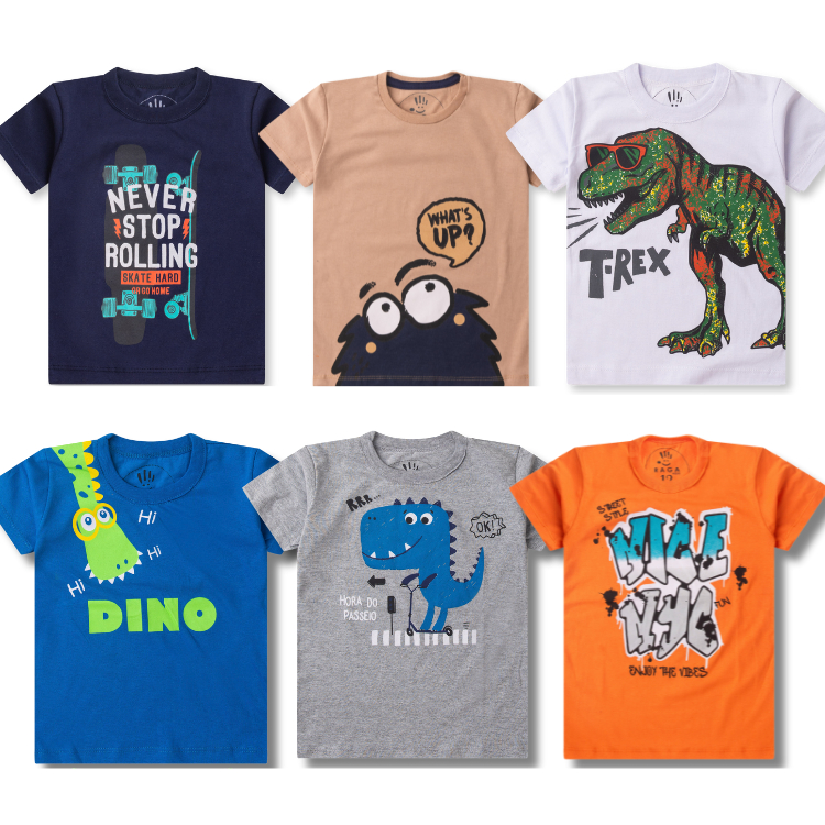 Kit Sortido Camisetas Manga Curta Estampada Mascul
