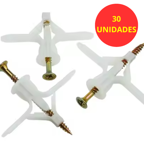 Parafuso e Bucha para Drywall Gesso 30 Unidades 6M