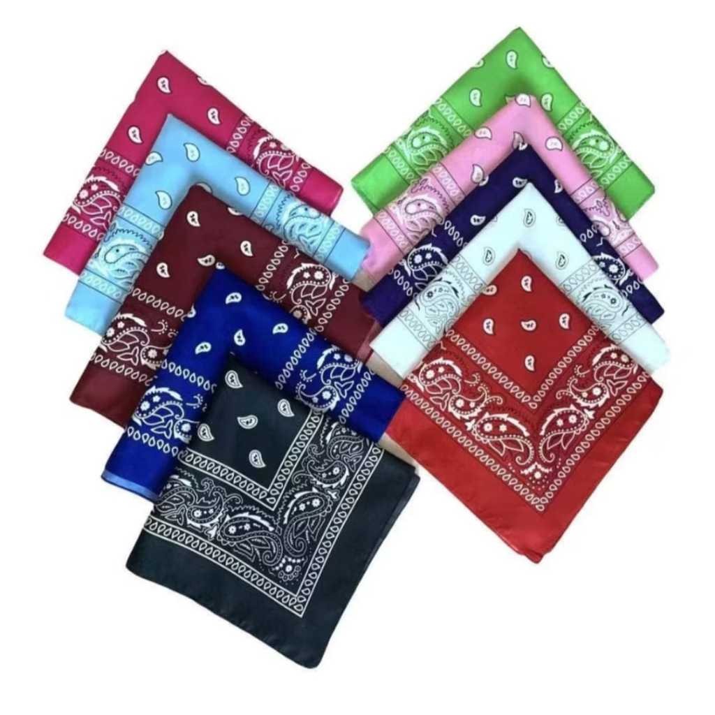 KIT 12 Lenço Bandana Estampado Unissex  Para Cabelo, Pescoço ou Look Fashion, Várias Cores