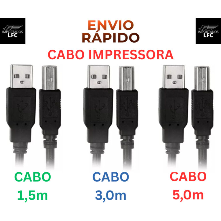 Cabo Impressora Multifuncional USB 2.0 AM/BM 1,5M 