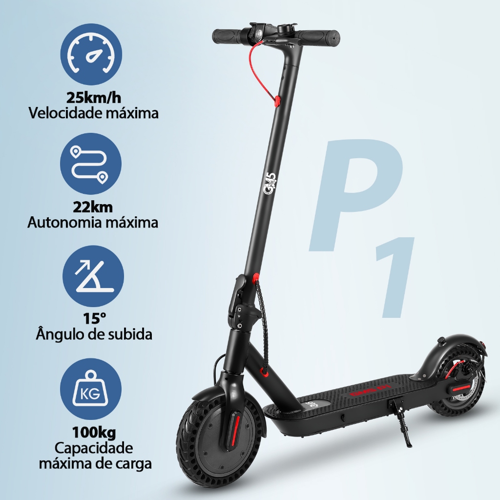 GM5 P1 Patinete Elétrico Adulto 400W-25Km/h-22km, Scooter Eletrica com Aplicativo Bluetooth