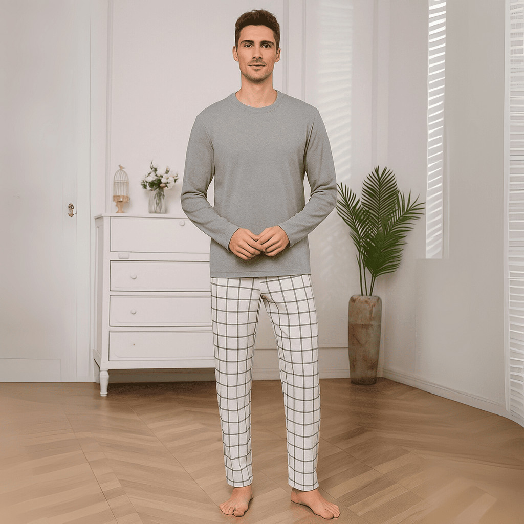 Pijama de Inverno Masculino Manga Longa Linha Noite