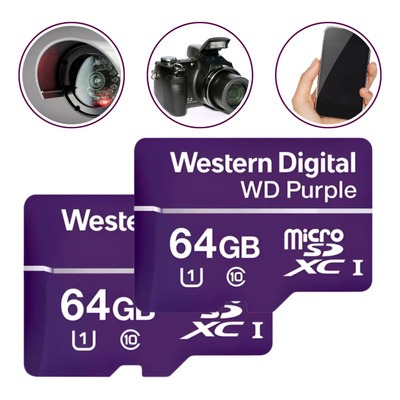 Cartão de Memória MicroSD 64GB Western WD Purple