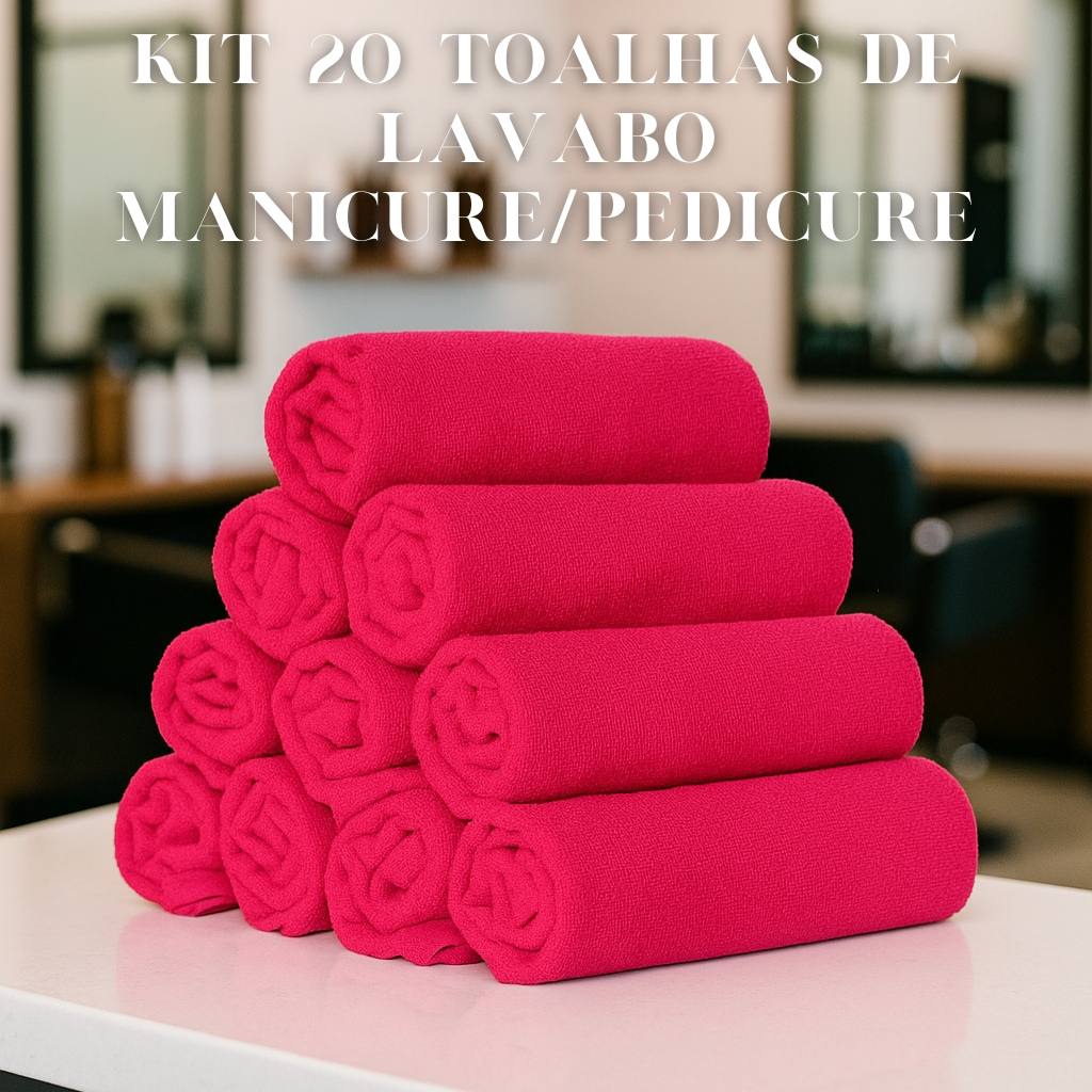 Kit 20 Toalhas Lavabo Manicure Pedicure – 100% Algodão