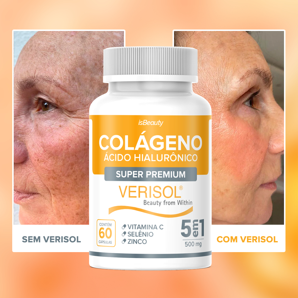 Colágeno Hidrolisado Verisol Premium Original com Vitamina C – 60 Cápsulas – Envio Rápido