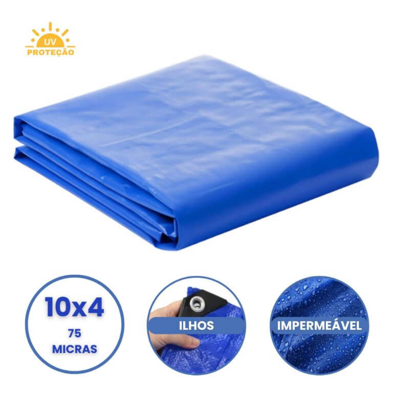 Lona Plastica Cobertura Impermeavel Azul 10×4