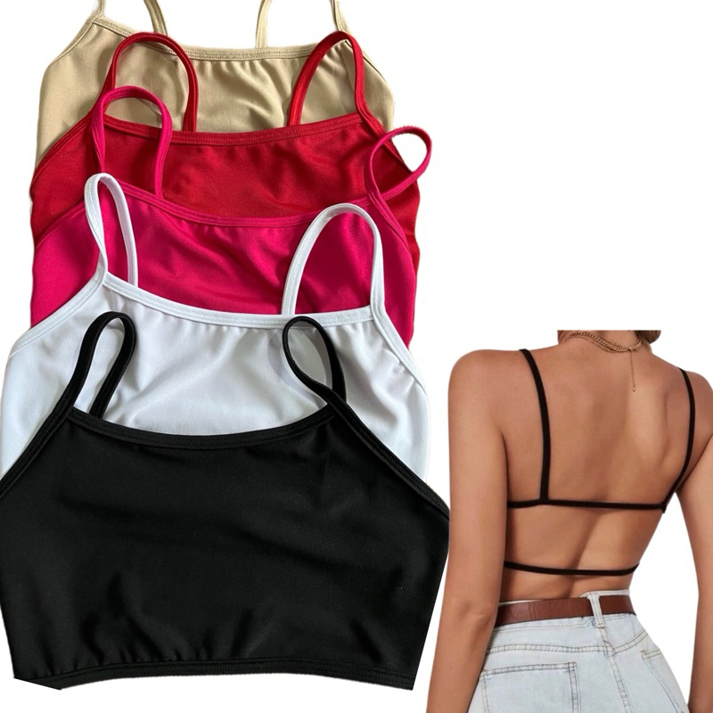 kit 5 top cropped costas nua moda gringa melly