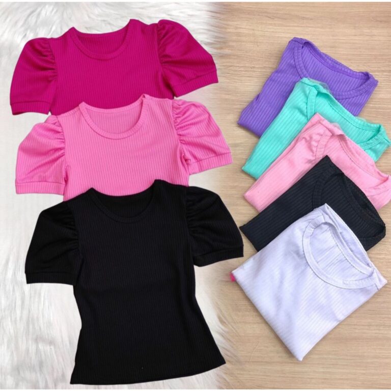 Kit 3 blusinha infantil menina manga princesa CORE