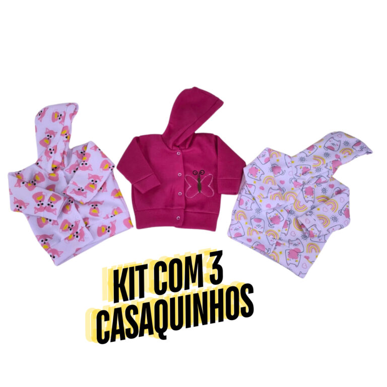 Casaquinho Inverno Bebê Soft Capuz-KIT COM 3- Men