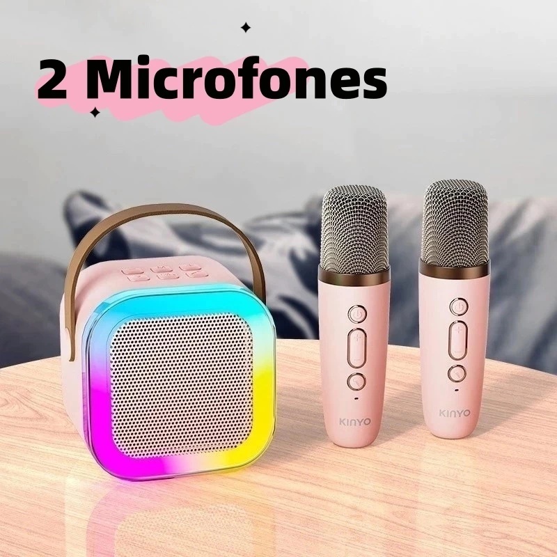 K12 Alto-falante Bluetooth Karaoke com Microfone, Luzes LED e Diversão para Toda a Família