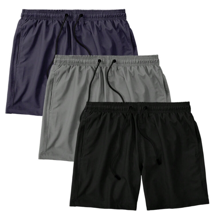 Kit Bermuda Masculina Tactel Lisa Básica Esportiv