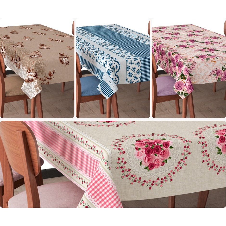 Toalha de Mesa Térmica Impermeável Estampada  4 a 12 Lugares | Forro Plástico Decoração de Cozinha