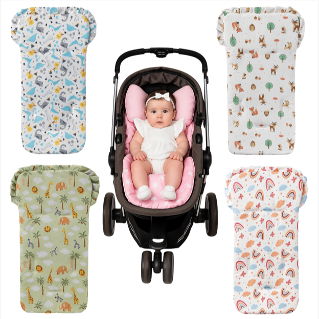 Capa Colchonete Carrinho 100% Algodão acolchoada 