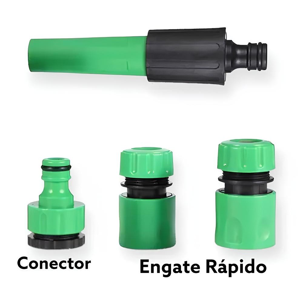 Kit Conjunto para Irrigação com Engates Rápidos e Esguicho 4 Peças Mangueira Torneira