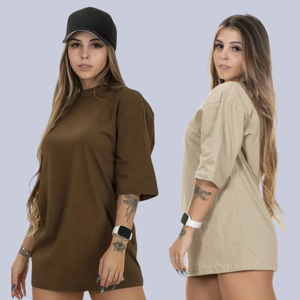 Camiseta Oversized Feminina 100% Algodão  (EM VARIAS AS CORES) APROVEITEM