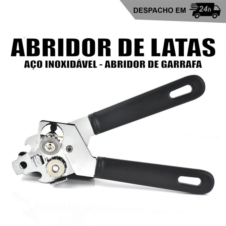 Abridor Lata Garrafa Profissional Aço Inox Com Ma
