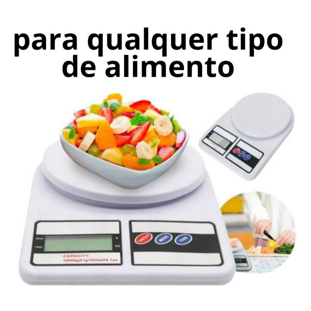 Balança Digital De Precisão Cozinha 10kg Nutrição E Dieta Capacidade Máxima 10 Kg Cor Branco