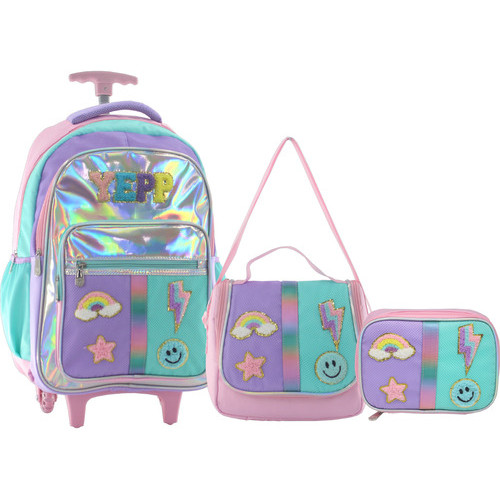 Kit Mochila Escolar Juvenil Rodinha Feminina 2026 