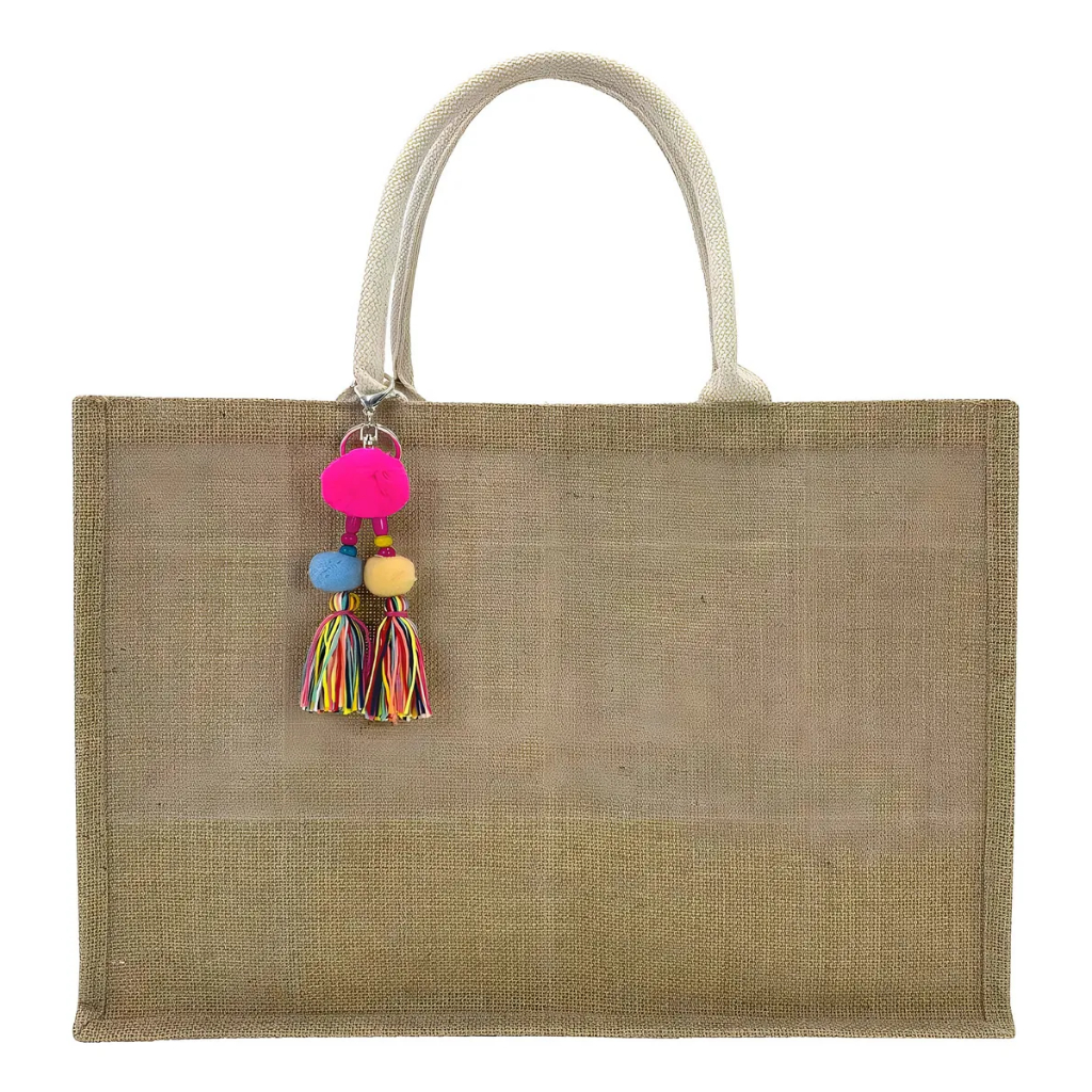 Bolsa De Praia Feminina Palha Com Zíper Chaveiro Ipermeável