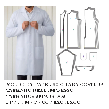MOLDE ,MODELAGEM DE JALECO MASCULINO MANGA LONGA E